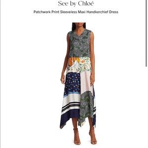 See By Chloe Patchwork Print Handkerchief Dress